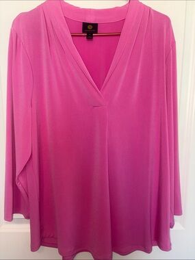 Collection B Bright Pink V-Neck Long Sleeve Tunic